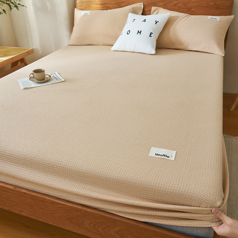 Drap-housse en pur coton avec structure gaufrée