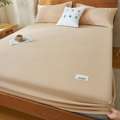 Drap-housse en pur coton avec structure gaufrée