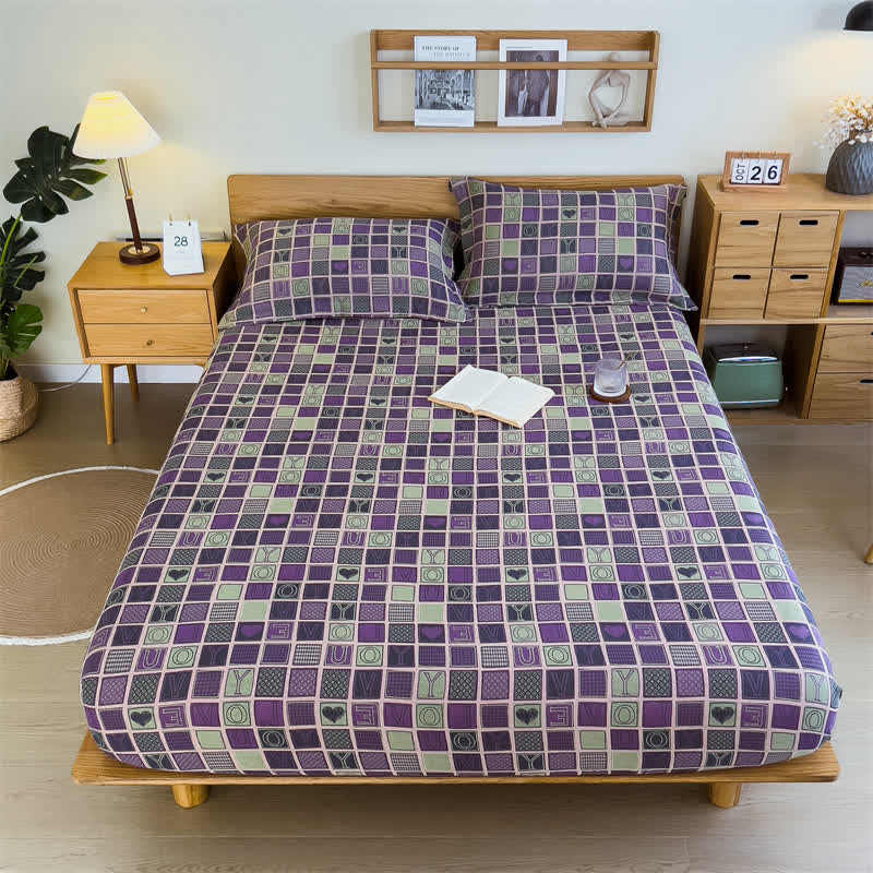 Drap-housse double épaisseur en gaze de coton à motif à carreaux