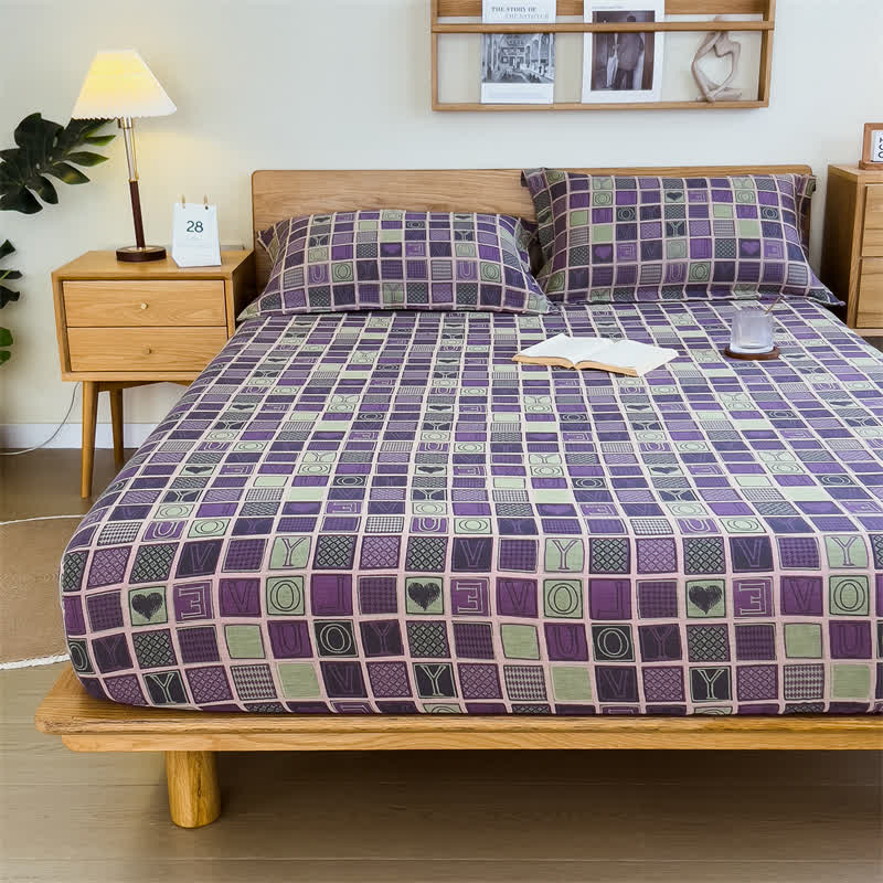 Drap-housse double épaisseur en gaze de coton à motif à carreaux