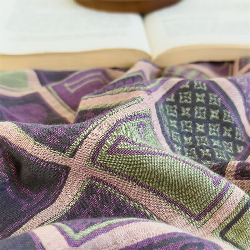 Drap-housse double épaisseur en gaze de coton à motif à carreaux