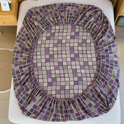 Drap-housse double épaisseur en gaze de coton à motif à carreaux