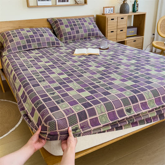 Drap-housse double épaisseur en gaze de coton à motif à carreaux
