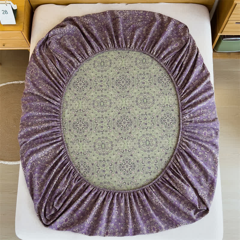 Drap-housse vintage en jacquard pur coton - image 6