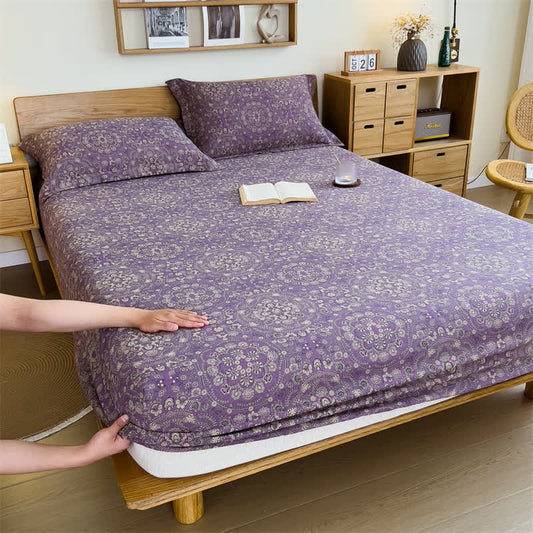 Drap-housse vintage en jacquard pur coton - image 0