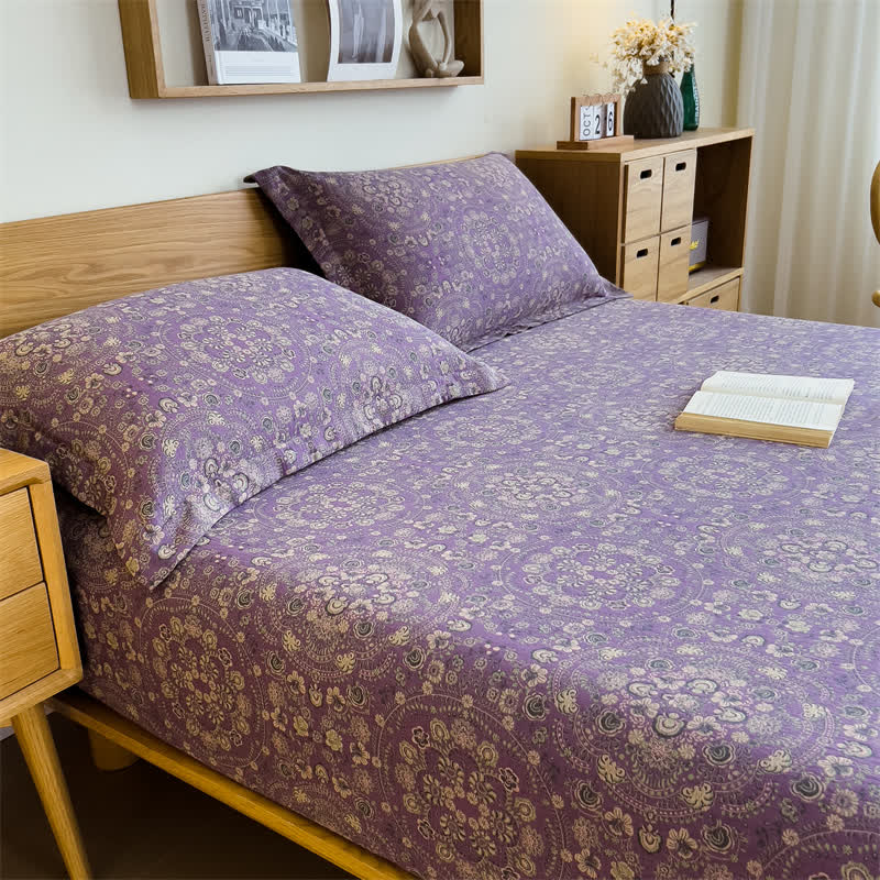 Drap-housse vintage en jacquard pur coton - image 4