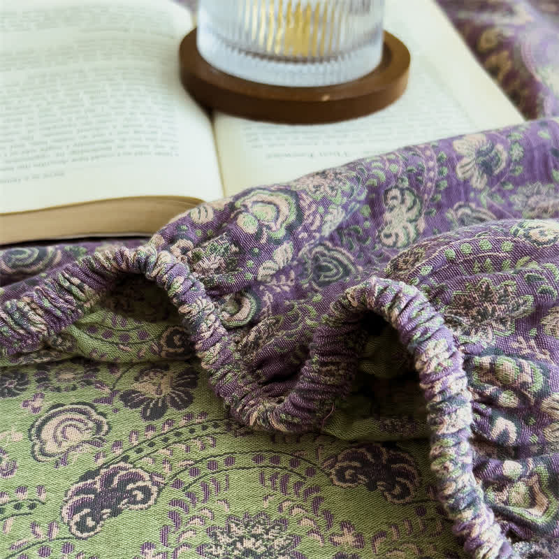 Drap-housse vintage en jacquard pur coton - image 8