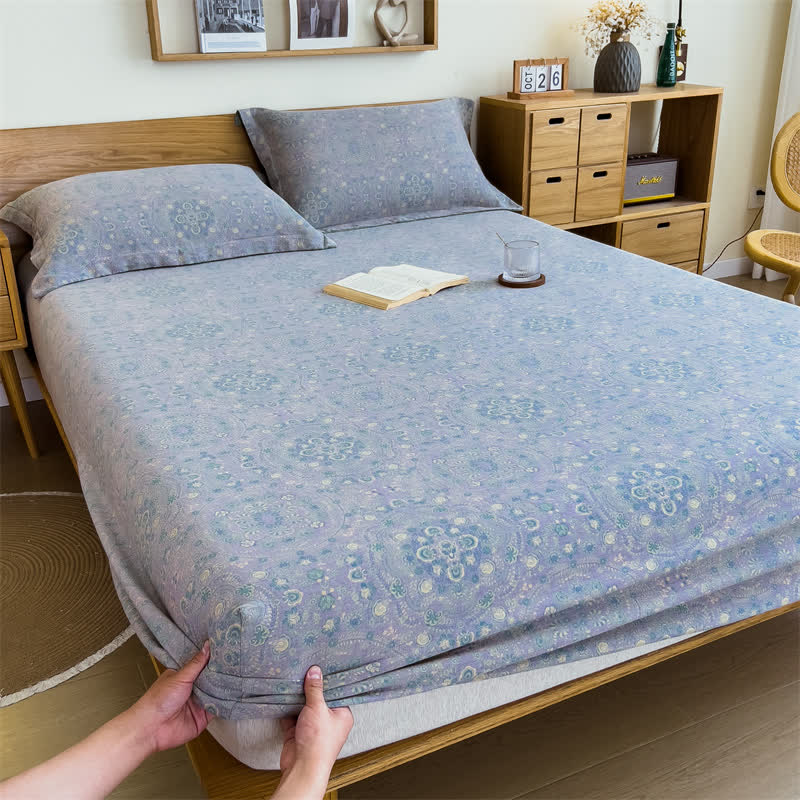 Drap-housse vintage en jacquard pur coton - image 12
