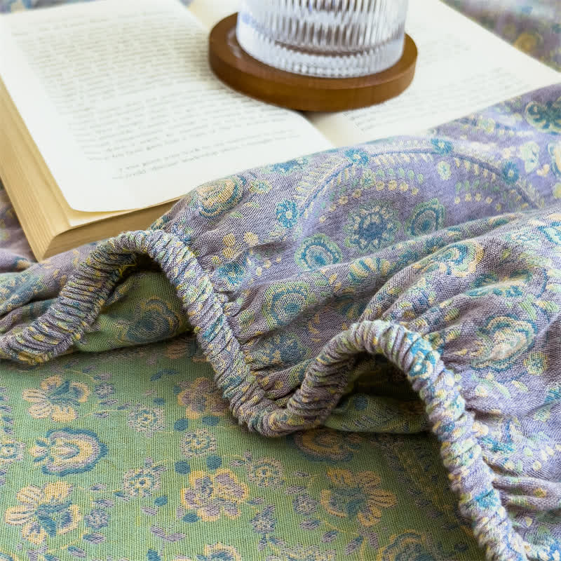 Drap-housse vintage en jacquard pur coton - image 18
