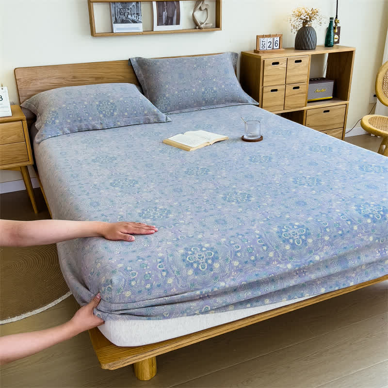 Drap-housse vintage en jacquard pur coton - image 9