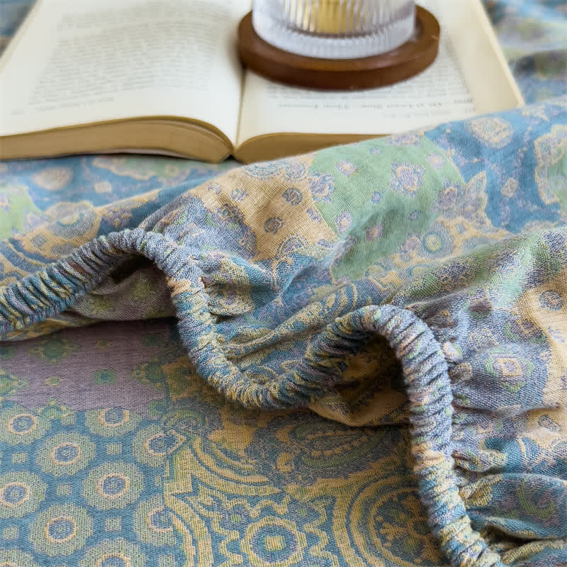 Drap-housse élégant en gaze de coton style jacquard