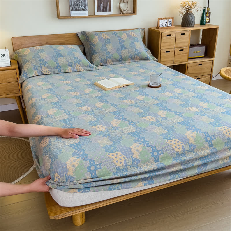 Drap-housse élégant en gaze de coton style jacquard