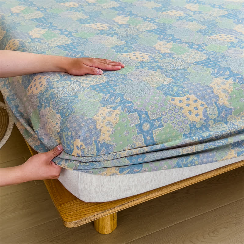 Drap-housse élégant en gaze de coton style jacquard