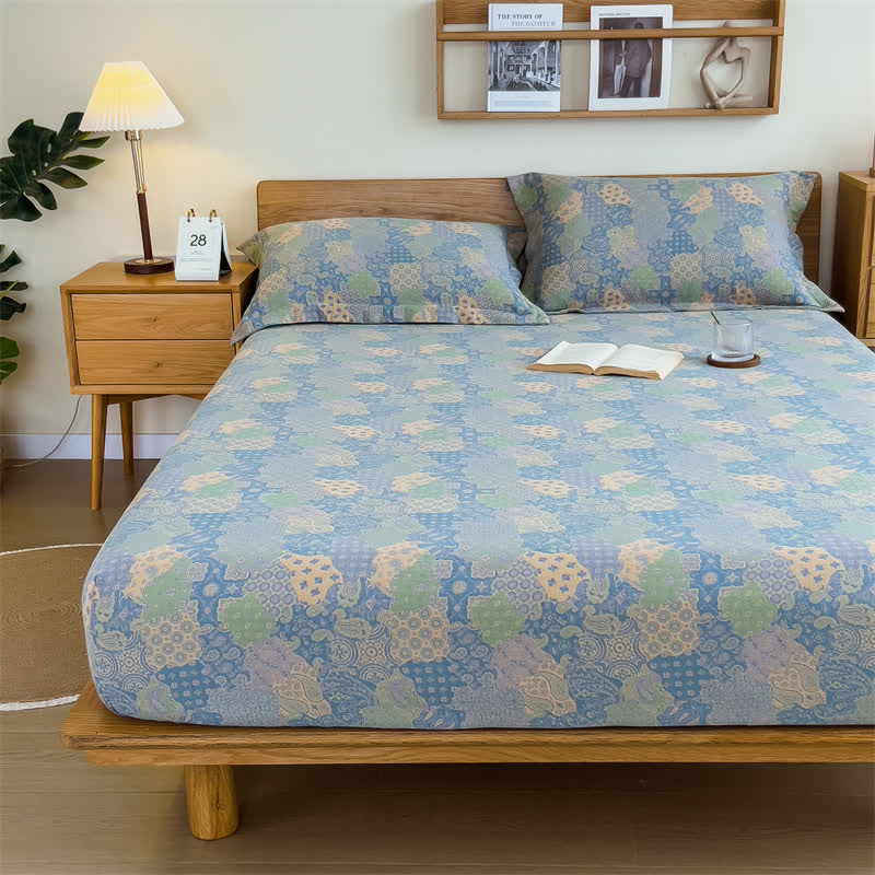 Drap-housse élégant en gaze de coton style jacquard