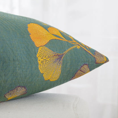Taies d'oreiller en gaze de coton jacquard avec feuilles de ginkgo (2 pièces)