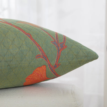 Taies d'oreiller en gaze de coton jacquard avec feuilles de ginkgo (2 pièces)