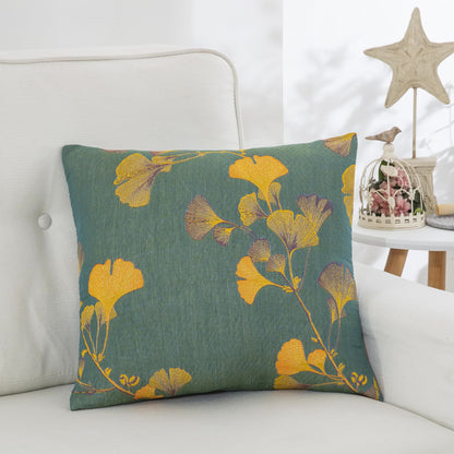 Taies d'oreiller en gaze de coton jacquard avec feuilles de ginkgo (2 pièces)