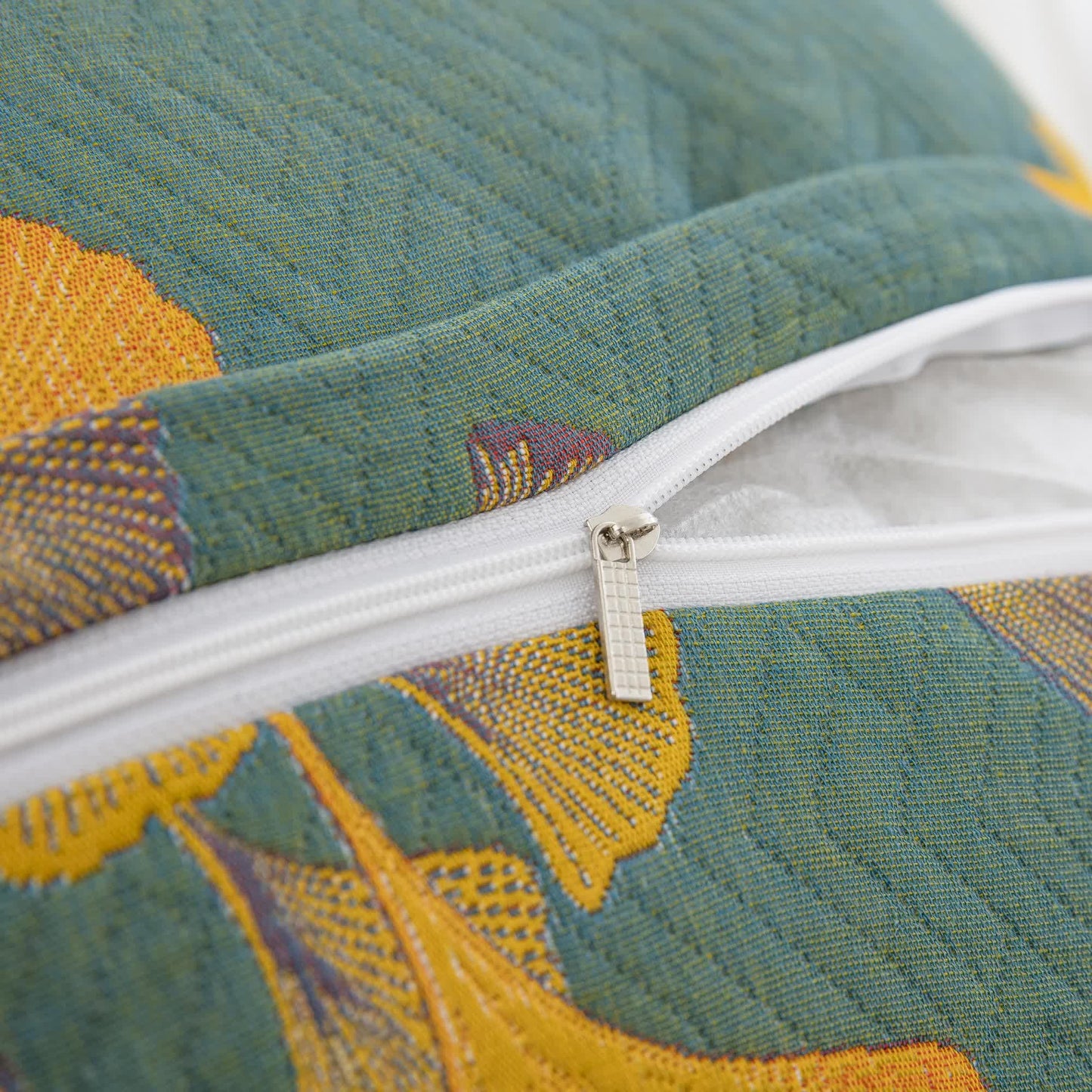 Taies d'oreiller en gaze de coton jacquard avec feuilles de ginkgo (2 pièces)