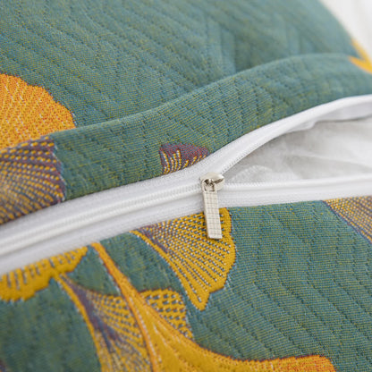 Taies d'oreiller en gaze de coton jacquard avec feuilles de ginkgo (2 pièces)