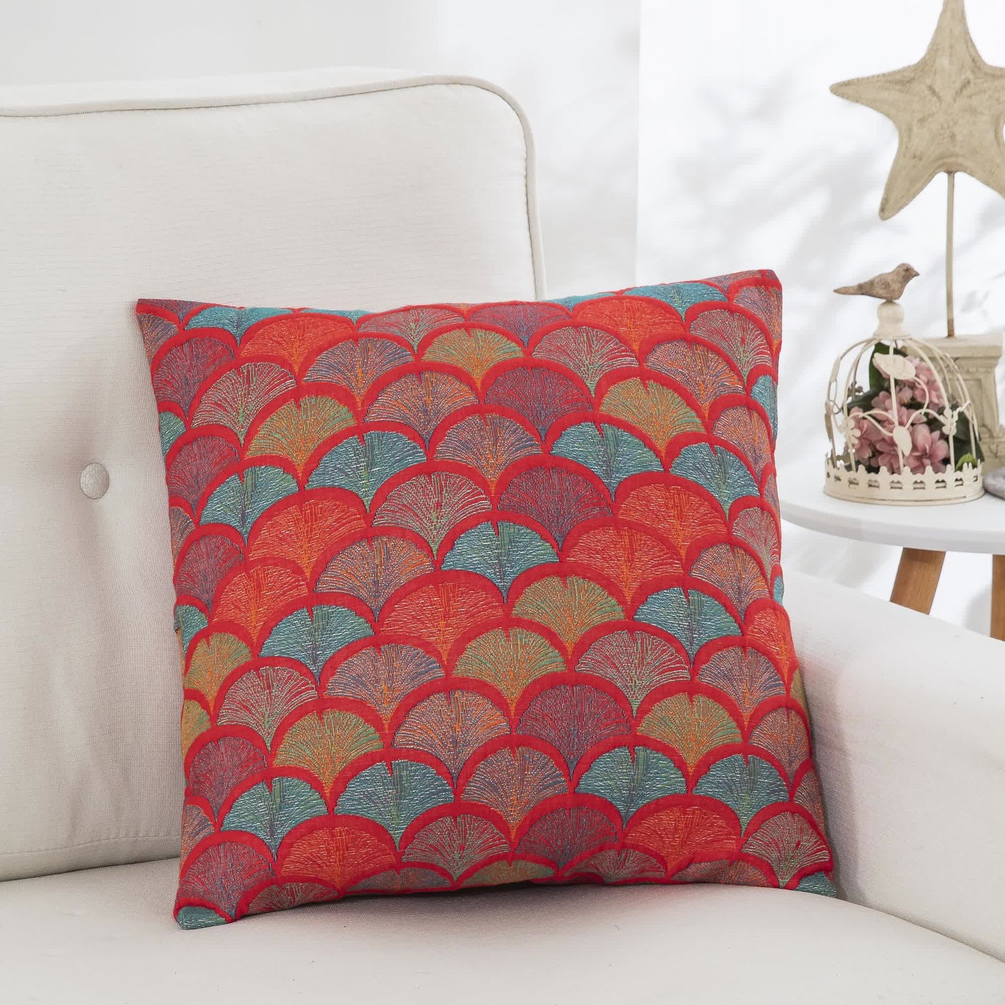 Taies d'oreiller en gaze de coton jacquard motif écailles de poisson (2 pièces)