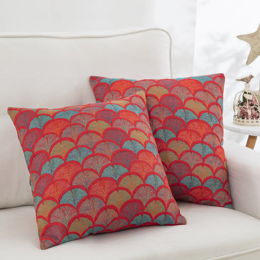 Taies d'oreiller en gaze de coton jacquard motif écailles de poisson (2 pièces)