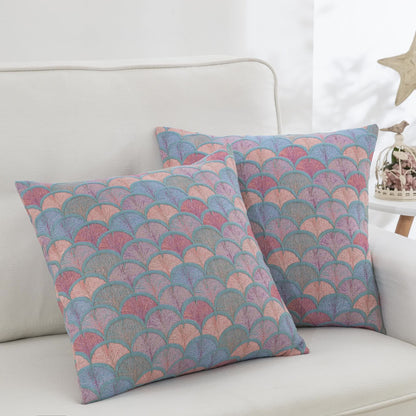 Taies d'oreiller en gaze de coton jacquard motif écailles de poisson (2 pièces)