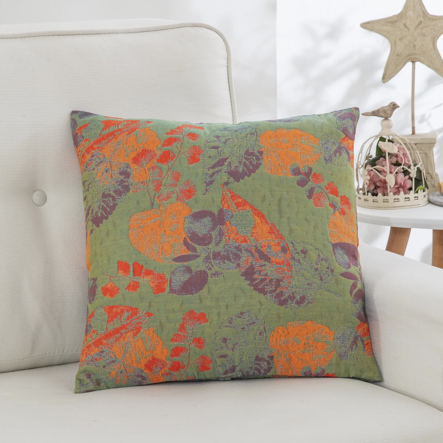 Taies d'oreiller en gaze de coton à trois couches avec motif de feuilles (2 pièces)