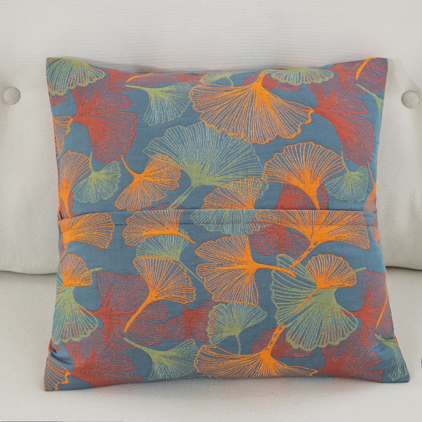 Taies d'oreiller en gaze de coton teint en fil avec feuilles de ginkgo (2 pièces)