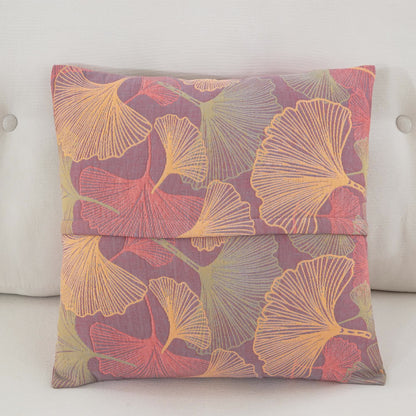 Taies d'oreiller en gaze de coton teint en fil avec feuilles de ginkgo (2 pièces)