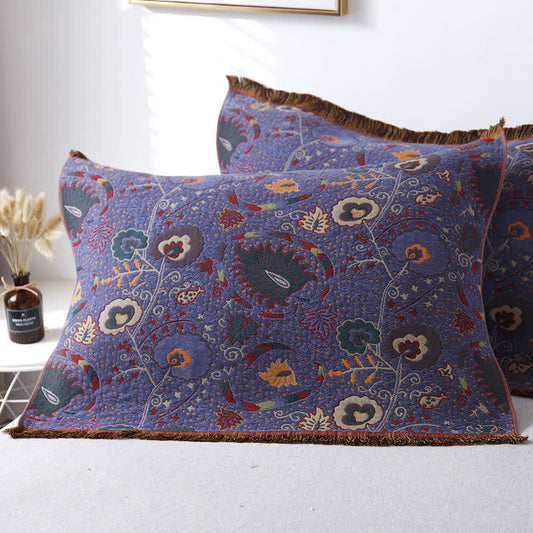 Serviette de coussin vintage en gaze de coton à motif floral (2 pièces)