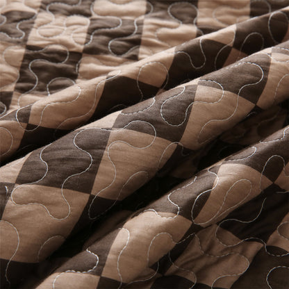 Linge de lit matelassé en pur coton à motif damier