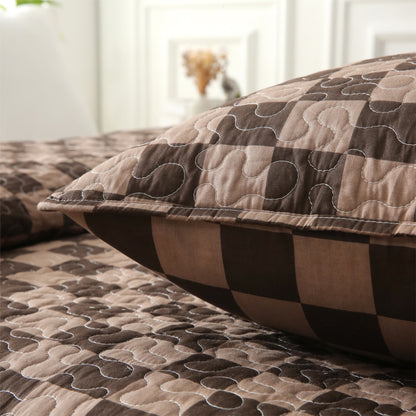 Linge de lit matelassé en pur coton à motif damier