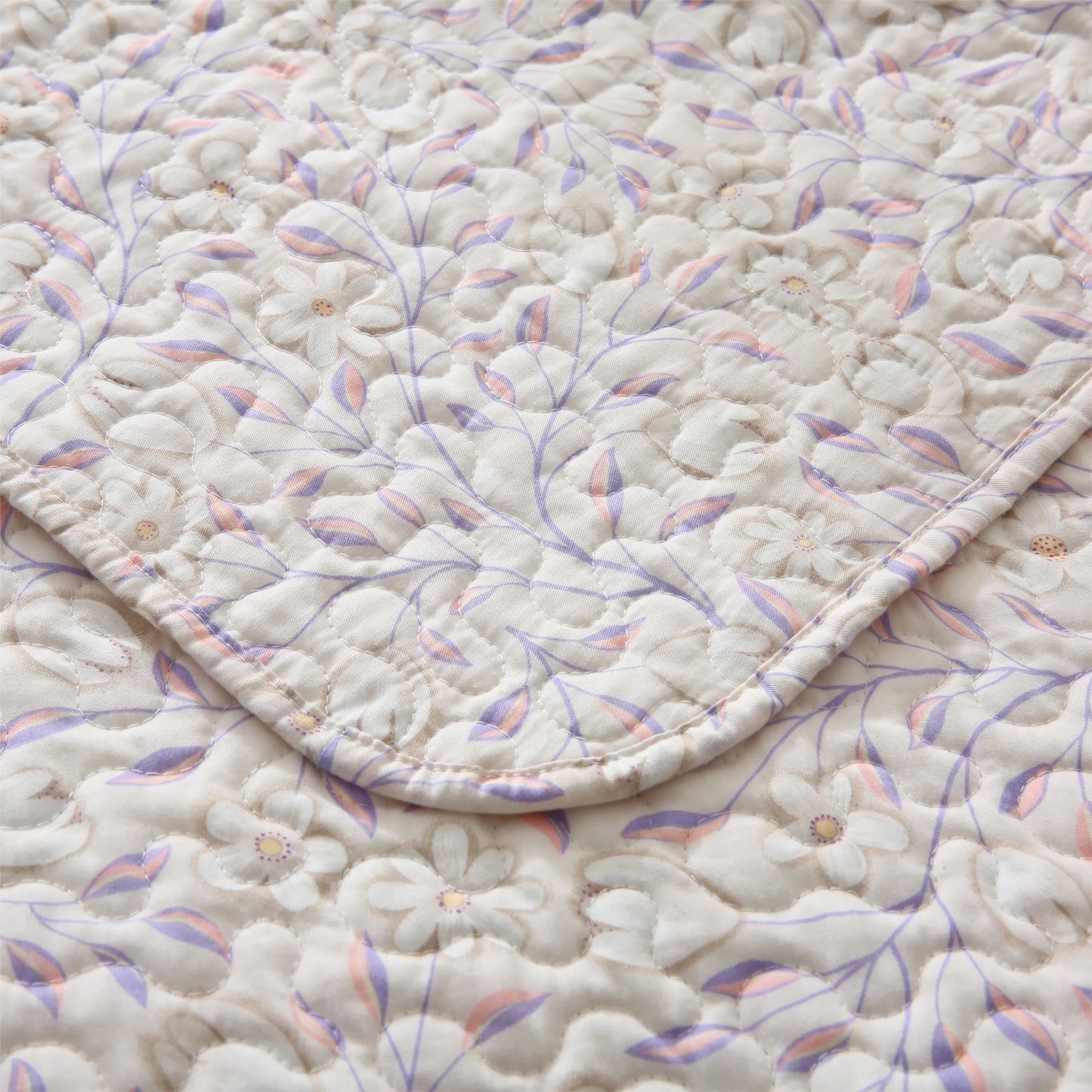 Linge de lit d'été matelassé en coton à motif floral