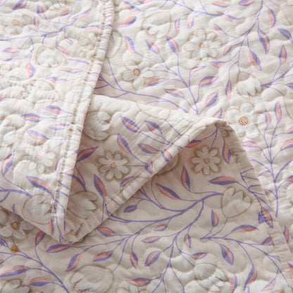 Linge de lit d'été matelassé en coton à motif floral