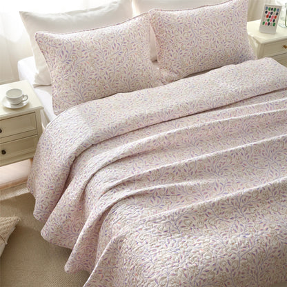 Linge de lit d'été matelassé en coton à motif floral
