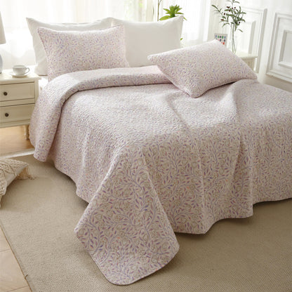 Linge de lit d'été matelassé en coton à motif floral