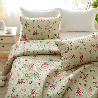 Linge de lit élégant en coton matelassé aspect rose