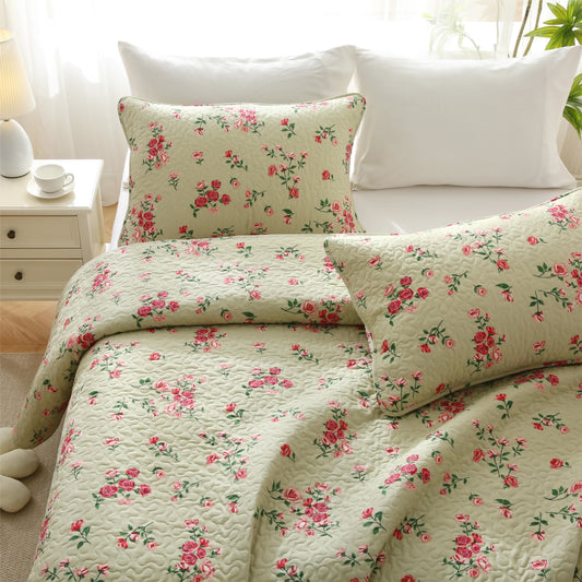 Linge de lit élégant en coton matelassé aspect rose