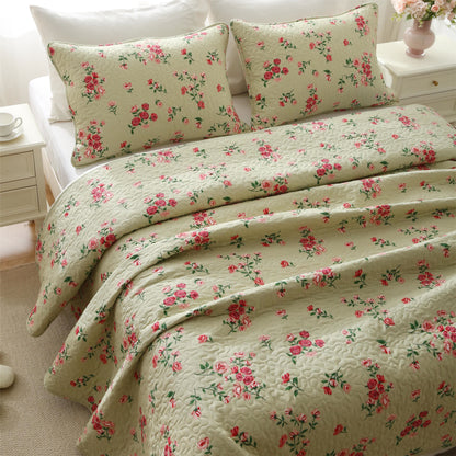 Linge de lit élégant en coton matelassé aspect rose