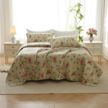 Linge de lit élégant en coton matelassé aspect rose