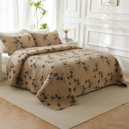 Linge de lit en coton matelassé de style vintage à motif floral