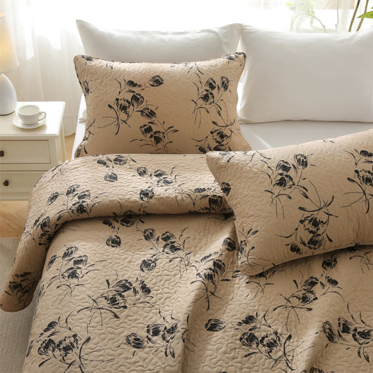 Linge de lit en coton matelassé de style vintage à motif floral