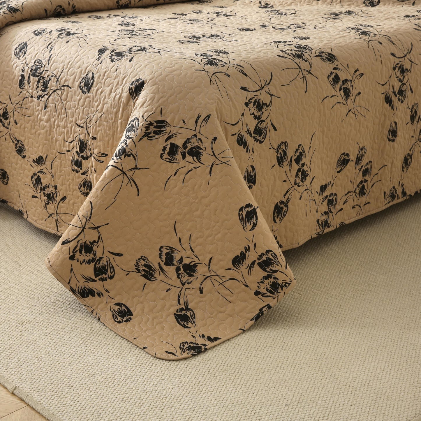 Linge de lit en coton matelassé de style vintage à motif floral