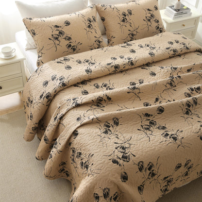 Linge de lit en coton matelassé de style vintage à motif floral