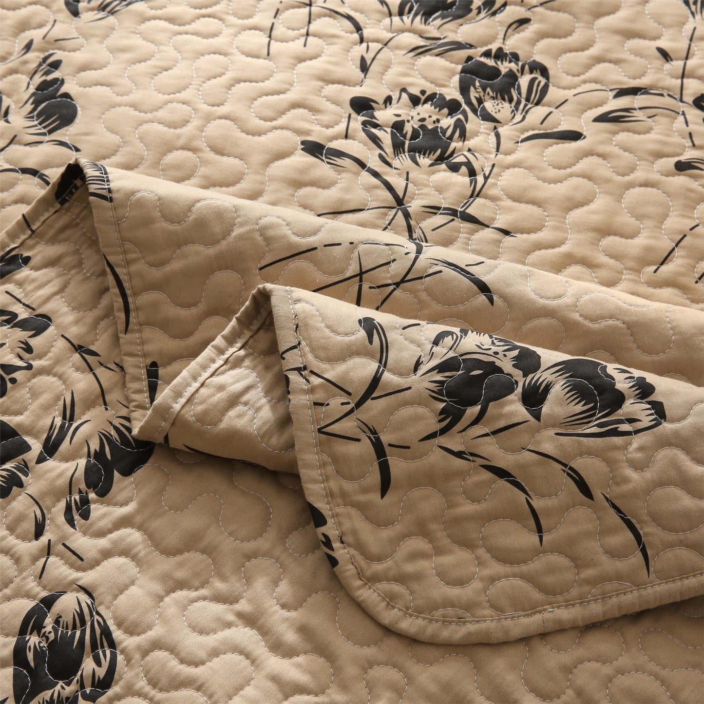 Linge de lit en coton matelassé de style vintage à motif floral