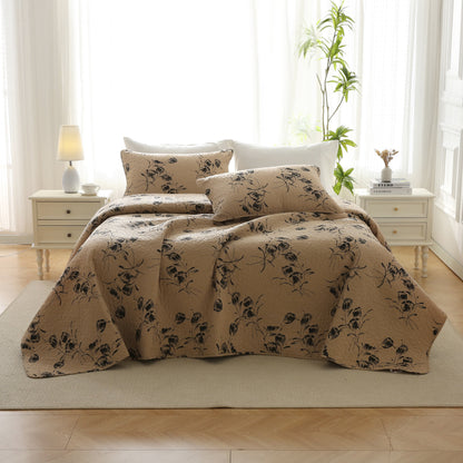 Linge de lit en coton matelassé de style vintage à motif floral