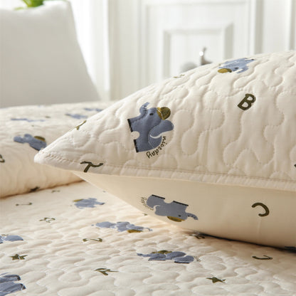 Joli linge de lit matelassé en pur coton avec motif éléphant