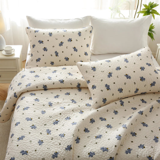Joli linge de lit matelassé en pur coton avec motif éléphant