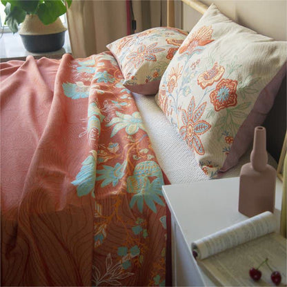 Couette en gaze de coton respirante avec fleurs rustiques