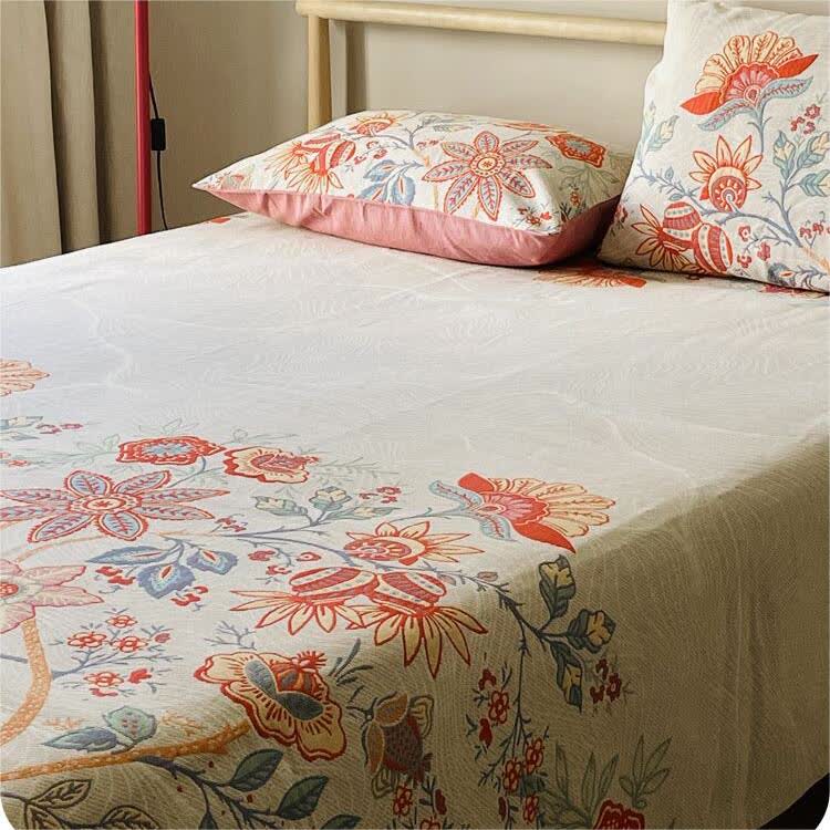 Couette en gaze de coton respirante avec fleurs rustiques